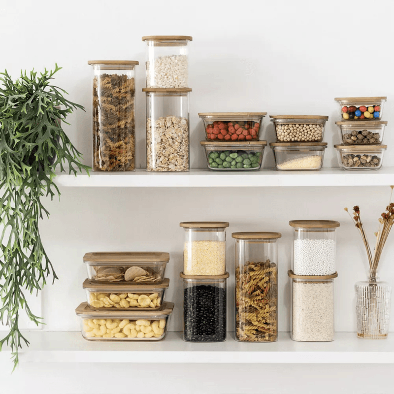 Pote Hermetico Oikos 800ml Vidro com Tampa de Bambu