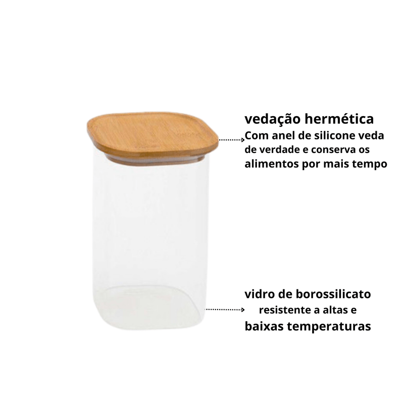 Pote de Vidro Hermetico Empilhavel 1-4 Litros Oikos