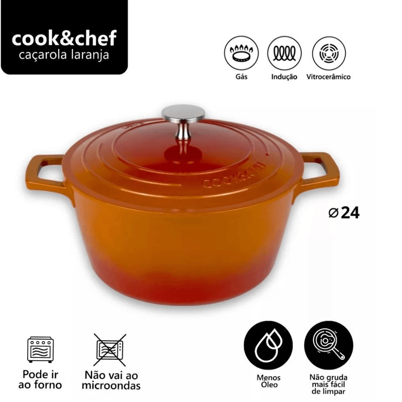 Panela Cook E Chef 28Cm Ceramica Laranja 6-9L - Mimo Style