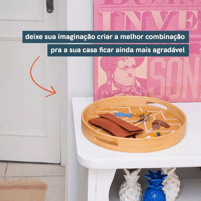 Bandeja Em Bambu Redonda 40cm - Oikos