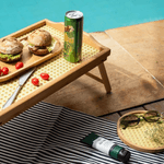 Bandeja Grande Com Pes Dobraveis De Bambu Palhinha 50cm - Oikos