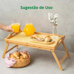 Bandeja Grande Com Pes Dobraveis De Bambu Palhinha 50cm - Oikos