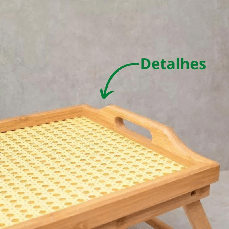 Bandeja Grande Com Pes Dobraveis De Bambu Palhinha 50cm - Oikos