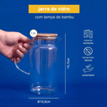Jarra De Vidro Com Tampa De Bambu 1-2l - Oikos