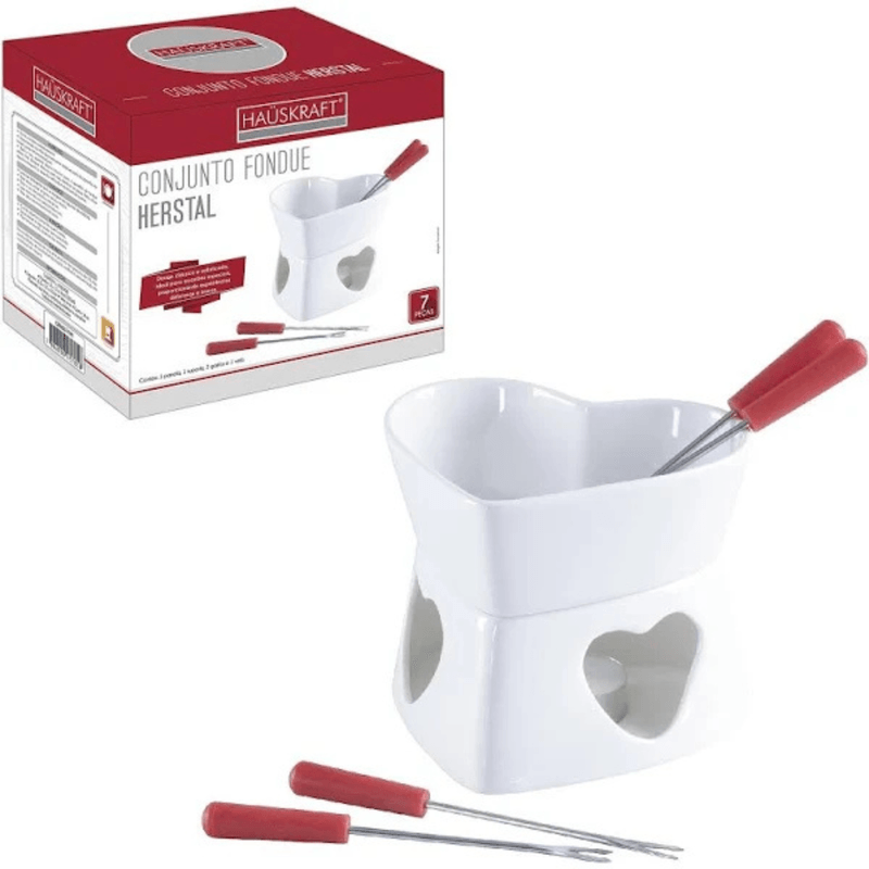 Conjunto de Fondue Branco 7 Pecas Hauskraft Herstal