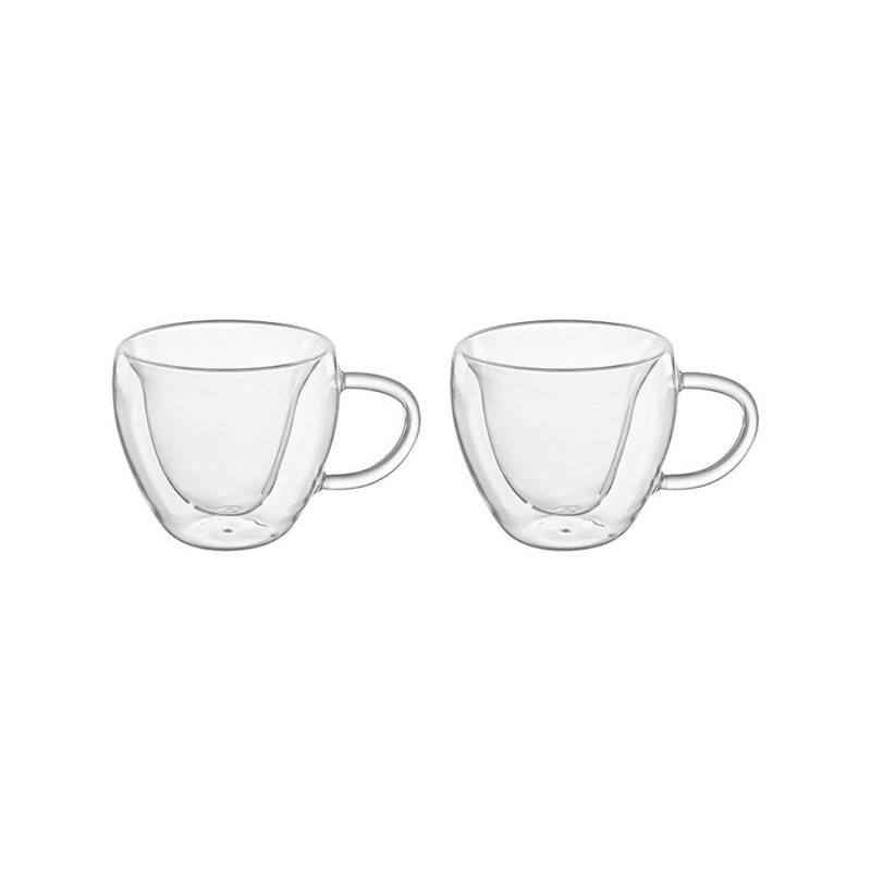 Caneca Vidro Dupla Parede Formato Coracao 2 Pecas 230ml Hauskraft