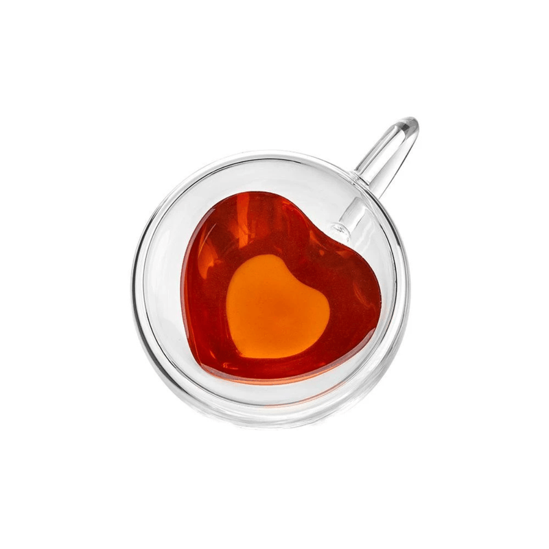 Caneca Vidro Dupla Parede Formato Coracao 2 Pecas 230ml Hauskraft