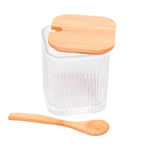 Pote de vidro com colher e tampa de bambu LYOR