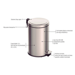 Lixeira com Pedal em Aco Inox 12L Tramontina
