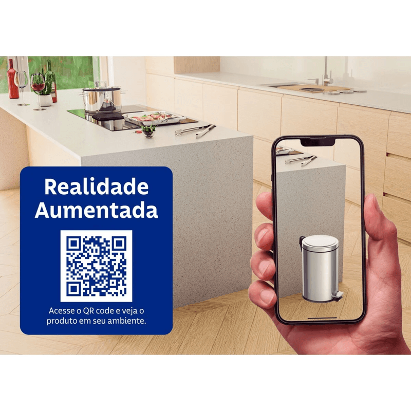 Lixeira com Pedal em Aco Inox 12L Tramontina