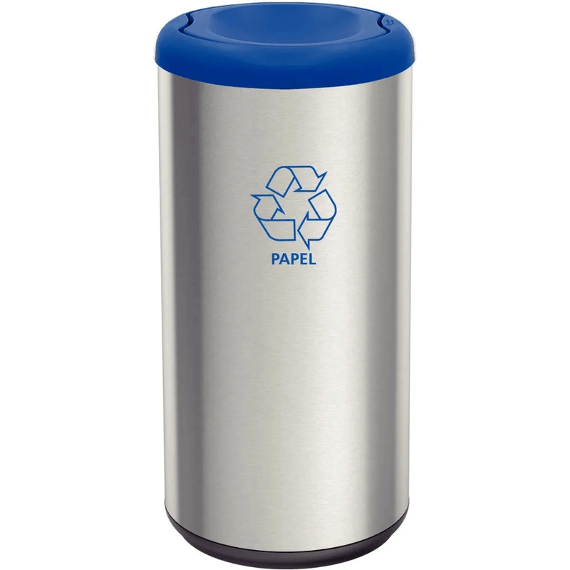 Lixeira com trampa Azul Basculante em Inox 40L - TRAMONTINA