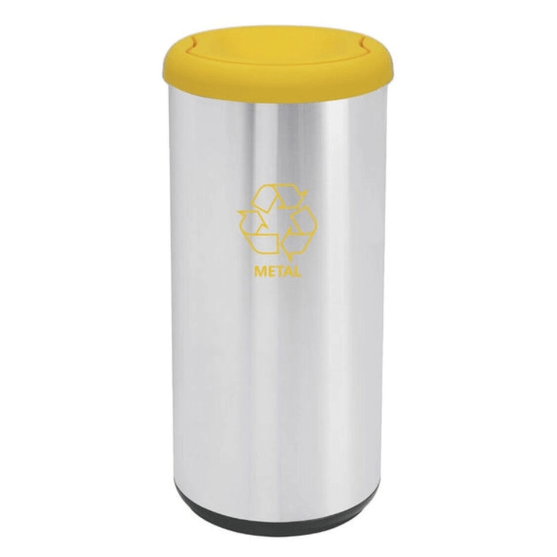 Lixeira com Tampa  Amarela Basculante em Inox 40L -  TRAMONTINA