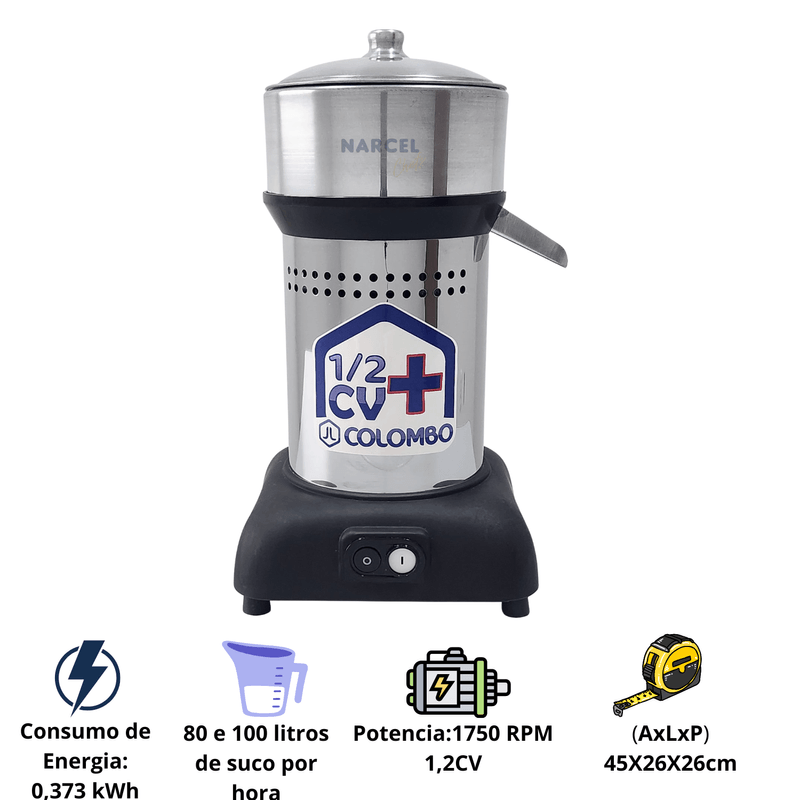 Extrator De Suco Industrial Bivolt 1-2CV Aco Inox 705 Colombo