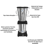 Liquidificador Industrial 6 Litros Baixa Rotacao Aco Inox Colombo