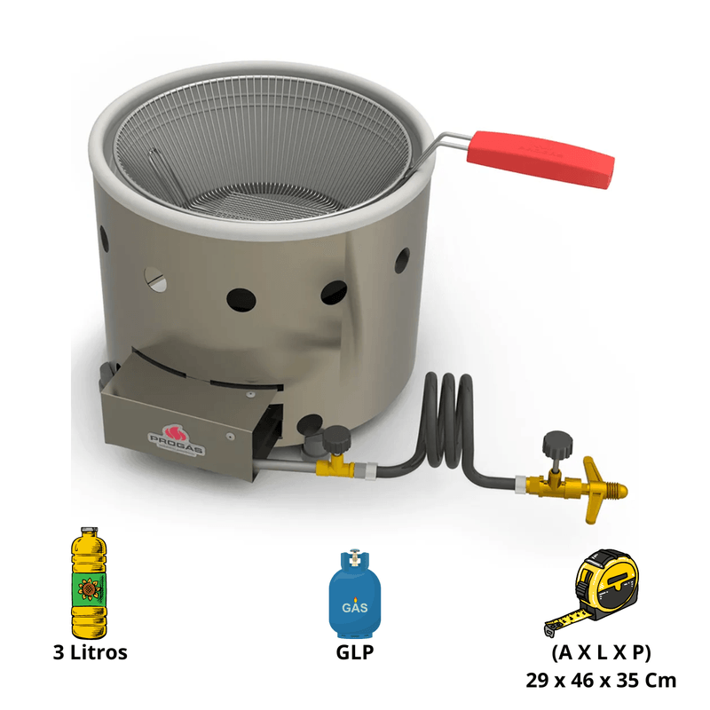 Tacho Fritador 3 Litros a Gas Com Cesto Progas