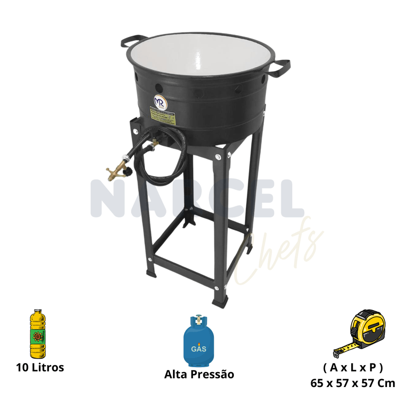 -Fritador a Gas Alta Pressao MR Fogoes Com Tacho De 10 Litros
