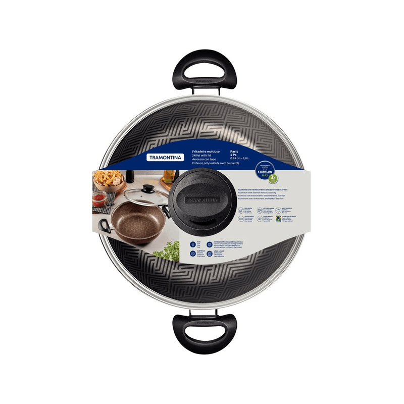 Fritadeira Multiuso Tramontina Paris 24cm Antiaderente c- Tampa