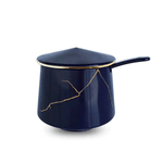 Acucareiro Ceramica 200g Cobalto Ouro com Colher Ceraflame