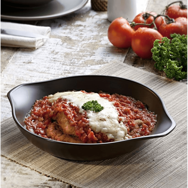 Assadeira Ceramica Redonda 20cm 500ml Preto com Aba Ceraflame