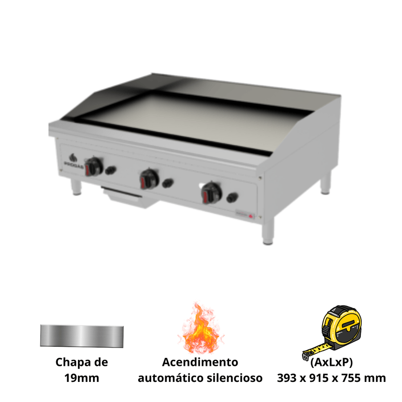 Chapa de lanche a Gas Profissional PRO-90 CH Progas---