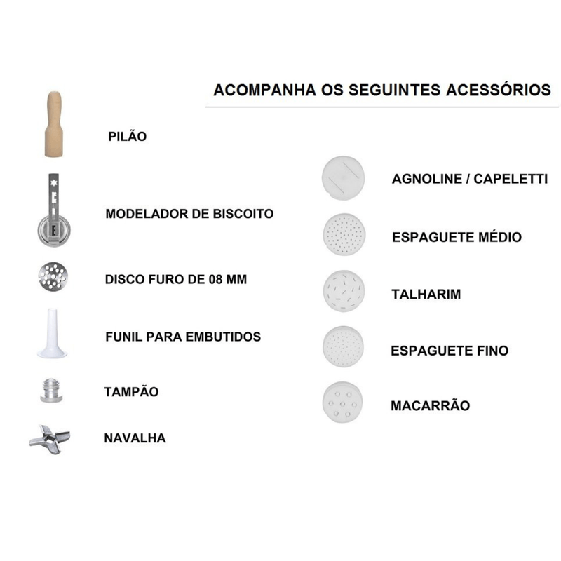 Moedor de Carne Anodilar Boca 8 127V Eletrico com Extrusor