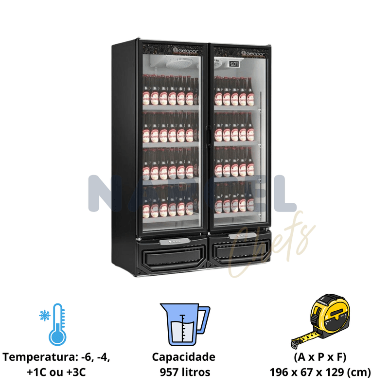 Expositor Bebidas Gelopar 2 Portas GCBC-950 PR 220V