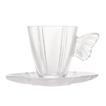 Conjunto 4 Xicaras Cha Vidro com Pires Butterfly 180ml Wolff