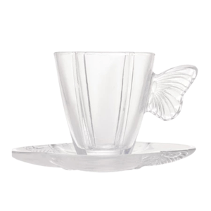 Conjunto 4 Xícaras Chá Vidro com Pires Butterfly 180ml Wolff