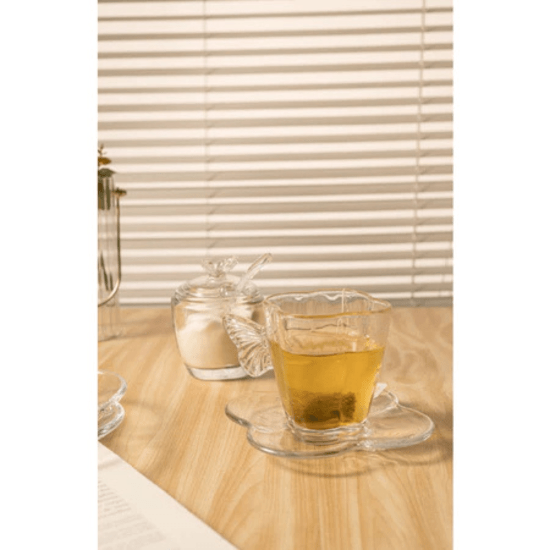 Conjunto 4 Xicaras Cha Vidro com Pires Butterfly 180ml Wolff