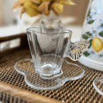 Conjunto 4 Xicaras Cha Vidro com Pires Butterfly 180ml Wolff