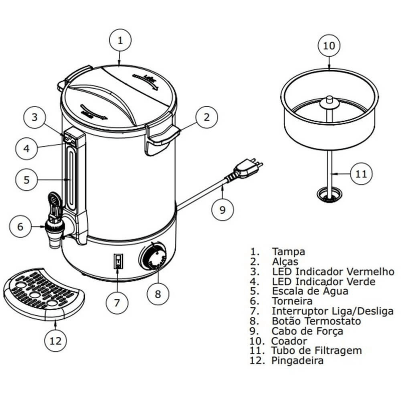 Cafeteira Automatica 8 Litros PRC 08 Progas - 127V