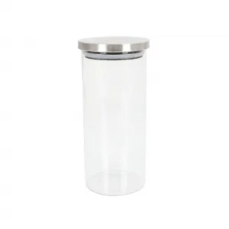 Pote Circular de Vidro com Tampa Inox 950ml - OIKOS