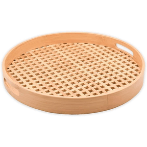 Bandeja Redonda Vazada de Bambu 25cm - OIKOS