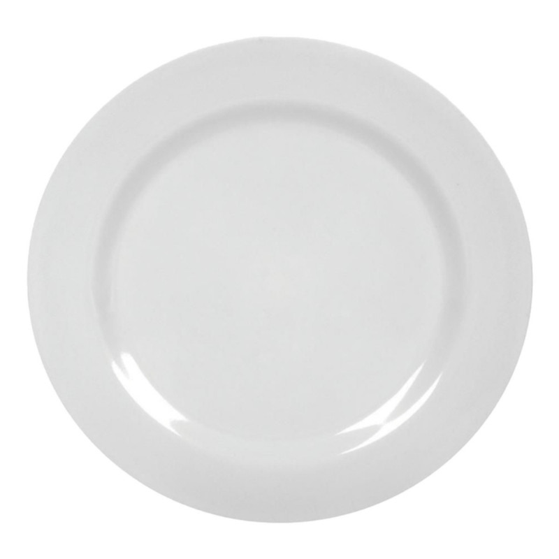 Prato Plastico Raso Melanine Branco 25cm - Yangzi