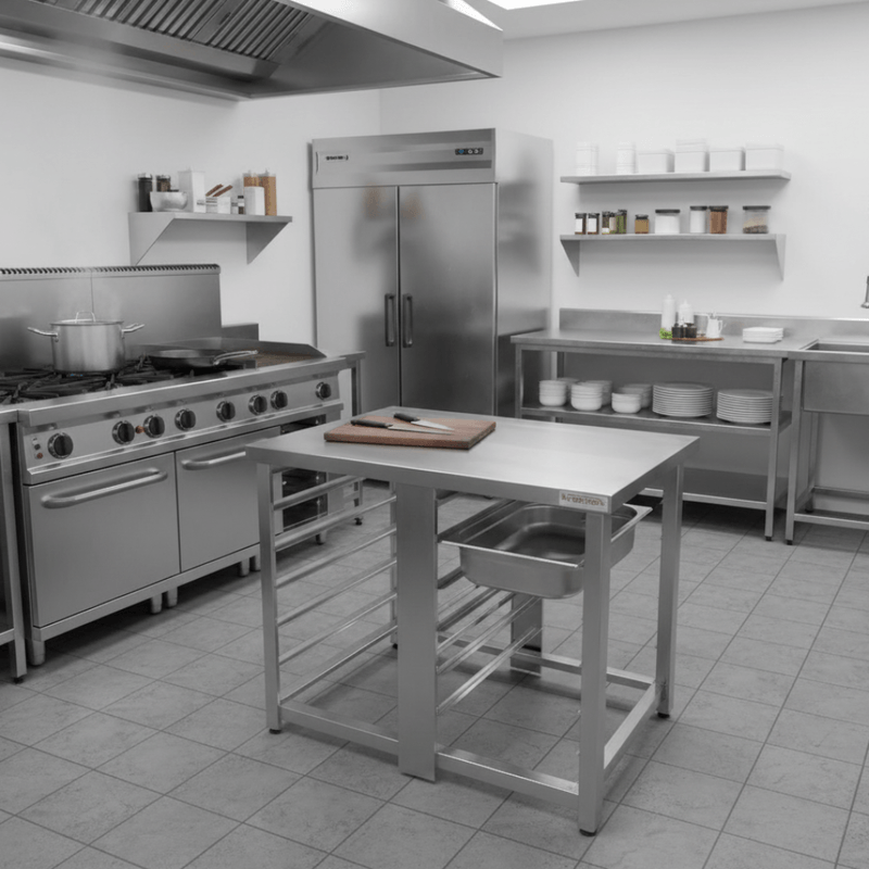 -Cavalete com tampo para apoio de Forno Combinado e Haletas para encaixe de Gns 1-1  - Krasinox